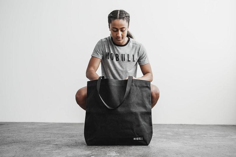 Women's Nobull Waxed Canvas Open Top Tote Bags Black | SG R3228V